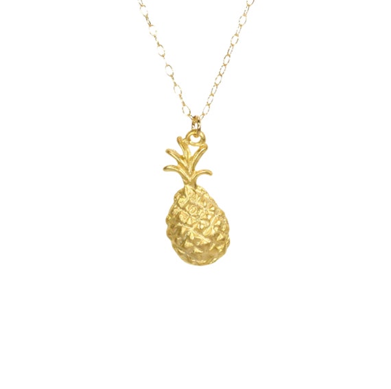 Pineapple necklace, tropical necklace, fruit jewelry, Hawaii necklace, a juicy gold pineapple on a 14k gold filled chain