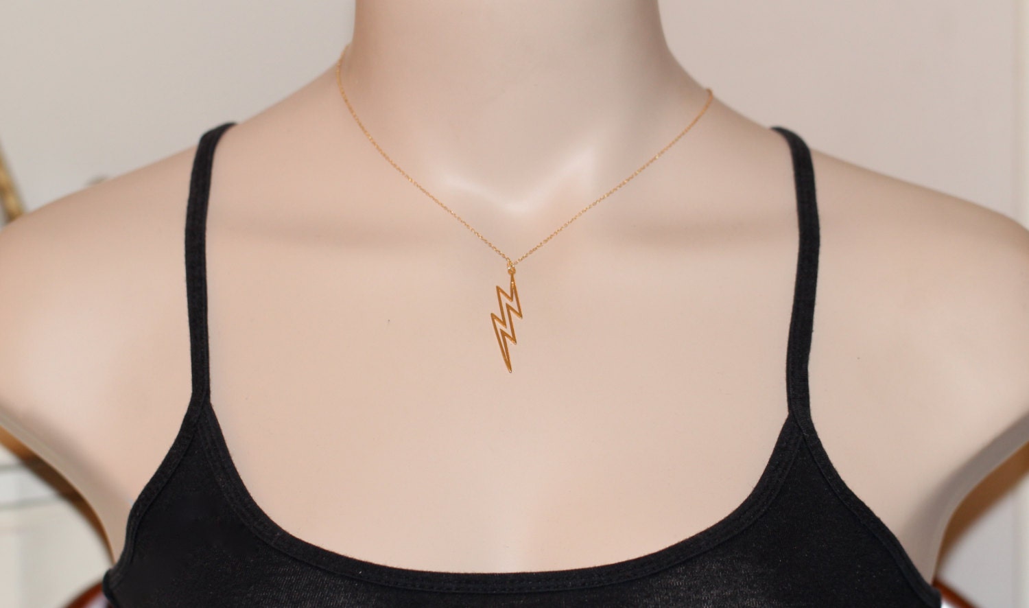 thumbnail image 2 of Fashion Jewelry Lightning Bolt Pendant Necklace Gold Silver Rose Gold TK8-3 2 of 4