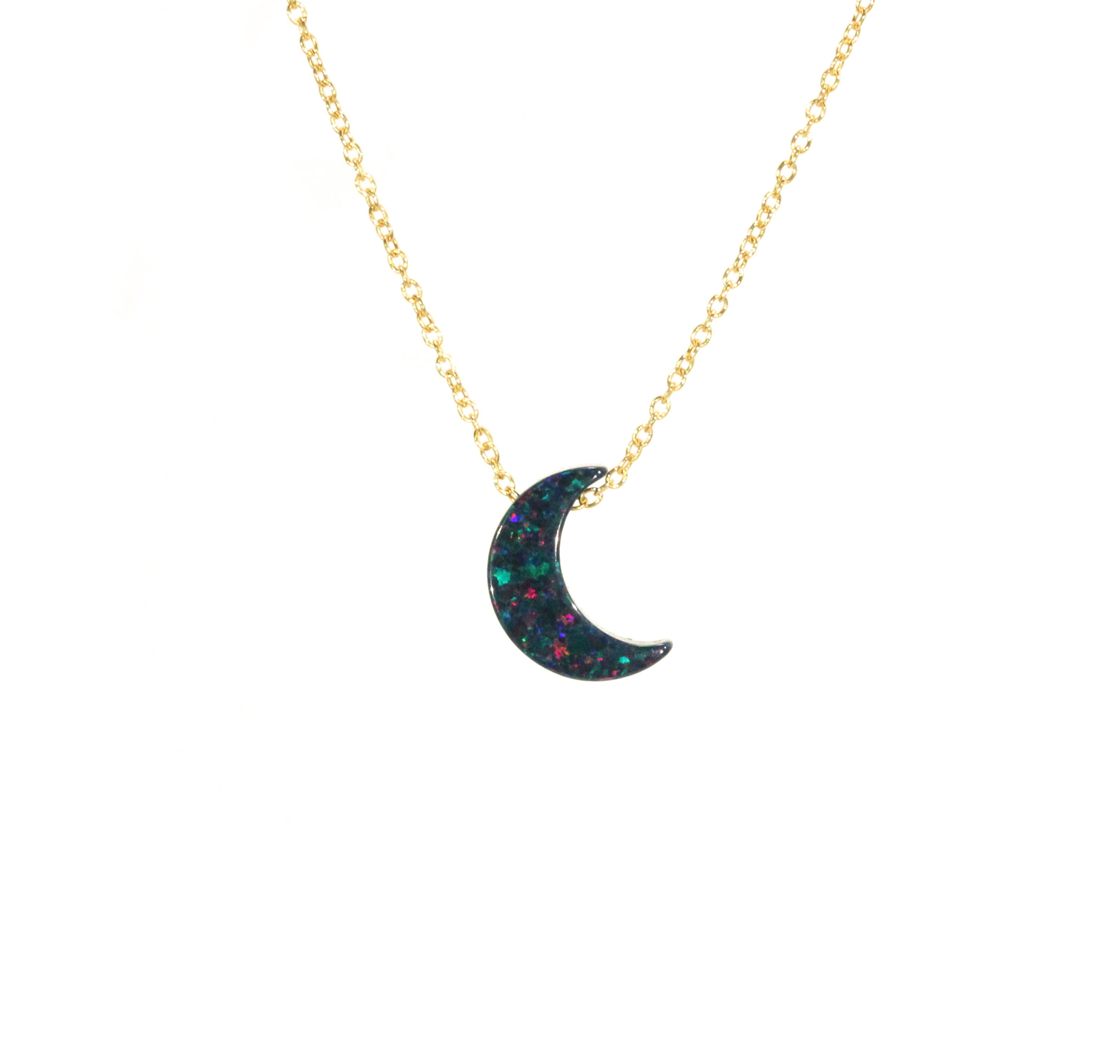 Tiny Raw Opal Moon Necklace on a Gold Plated Chain | MakerPlace by Michaels