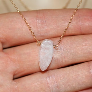 Rose quartz necklace healing stone jewelry spike necklace heart chakra necklace pink crystal necklace image 8