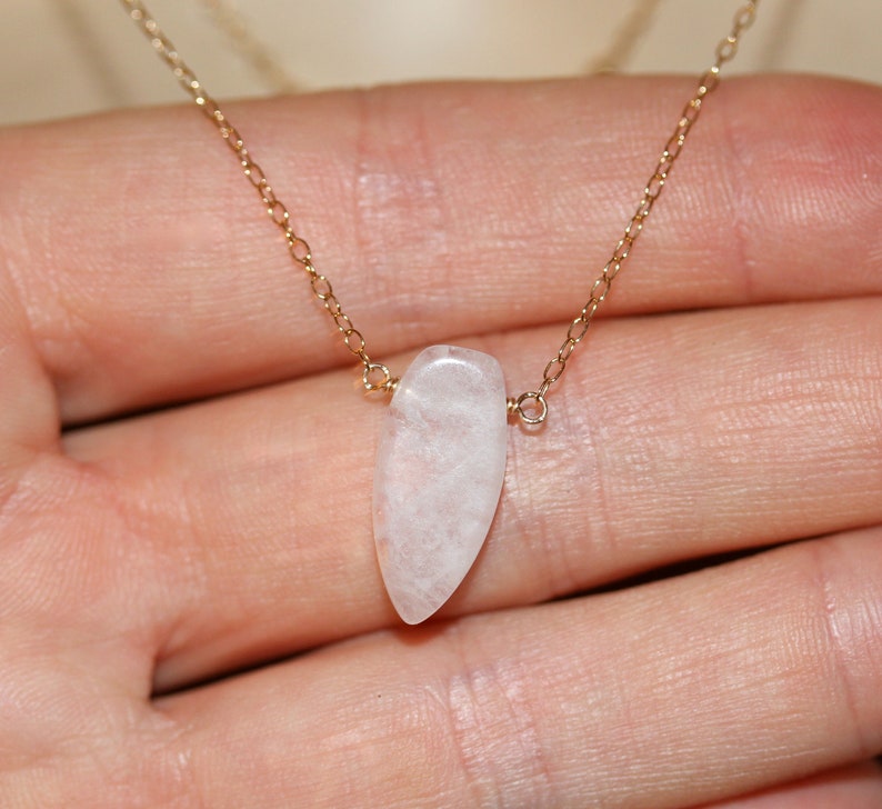 Rose quartz necklace healing stone jewelry spike necklace heart chakra necklace pink crystal necklace image 8