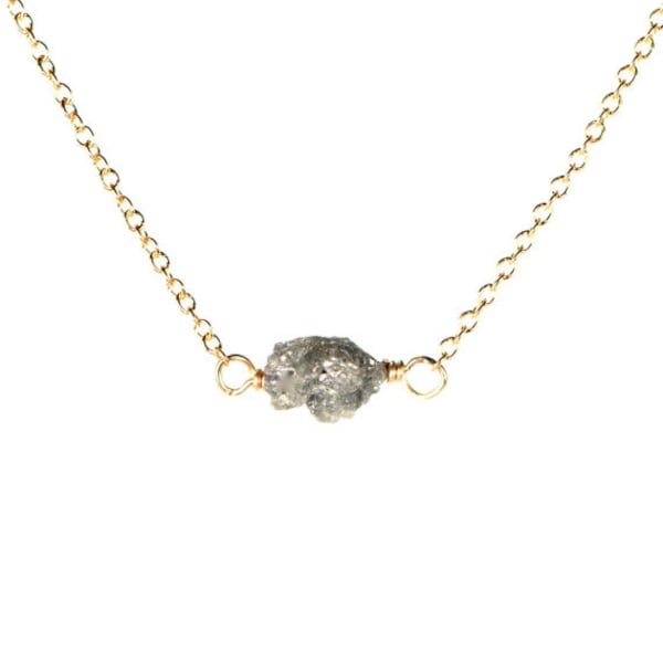 Raw diamond necklace, natural rough diamond necklace, April birthstone jewelry, tiny diamond necklace, dainty 14k gold filled chain