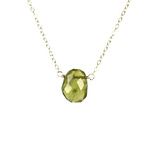 Peridot necklace - green peridot - august birthstone - healing crystal - crystal necklace - a genuine peridot on a 14k gold vermeil chain