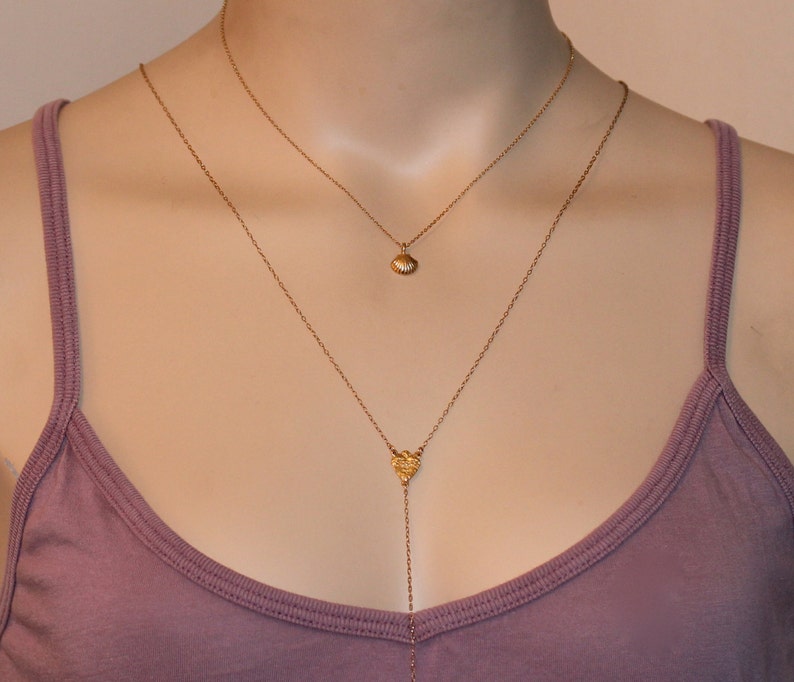 Gold shell necklace tiny shell necklace sea shell necklace a tiny gold sea shell on a 14k gold vermeil chain image 4