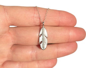 Sterling Silver Feather Necklace: Dainty Boho Pendant