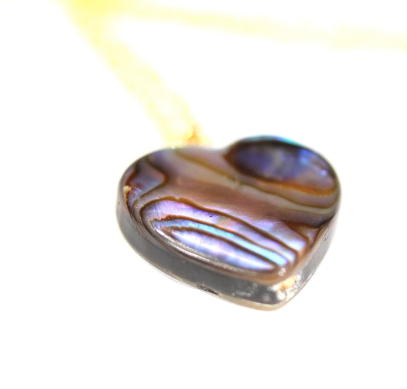 rainbow heart shell heart pendant rainbow shell heart necklace love necklace Abalone necklace anniversary gift shell necklace
