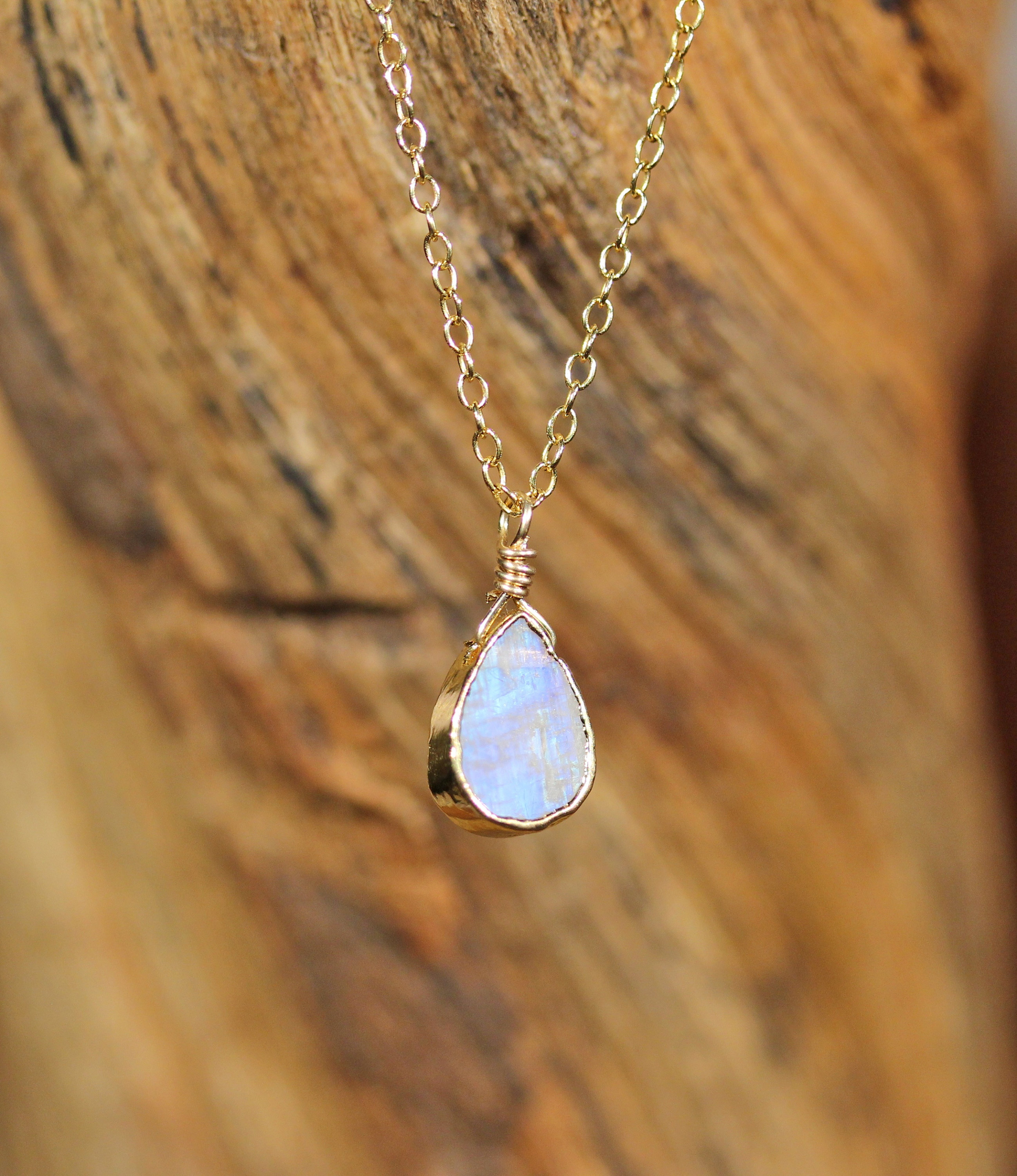 Tiny Moonstone Necklace Solitaire Necklace Crystal Necklace Wedding