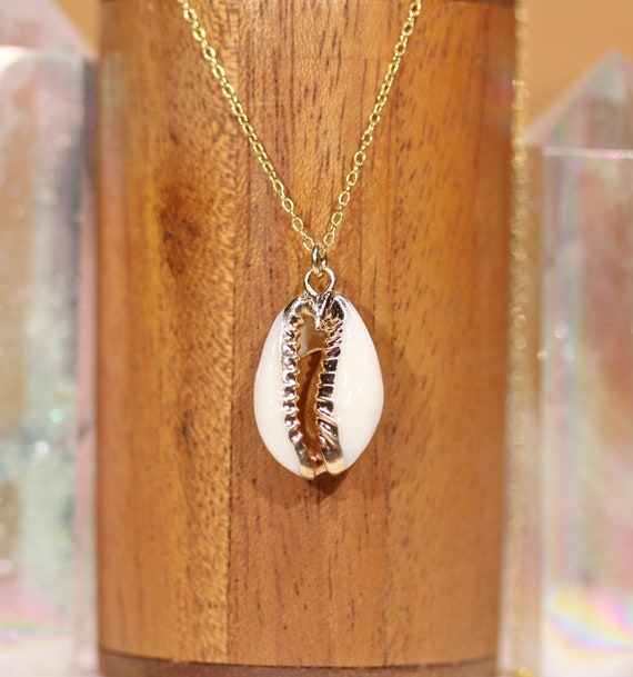 Cowrie shell necklace - summer necklace - gold cowrie shell - beach necklace - bff necklace - sea shell necklace