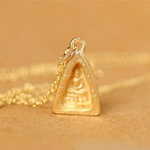 Collier Bouddha, collier de yoga, collier de méditation, pendentif bouddha en or, zen, un bouddha en vermeil doré sur une chaîne remplie d'or 14 carats image 6