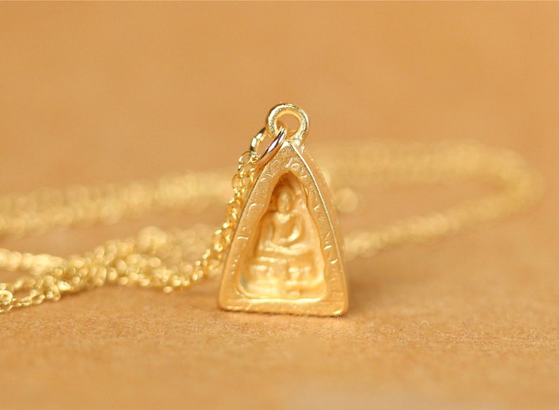Collier Bouddha, collier de yoga, collier de méditation, pendentif bouddha en or, zen, un bouddha en vermeil doré sur une chaîne remplie d'or 14 carats image 6