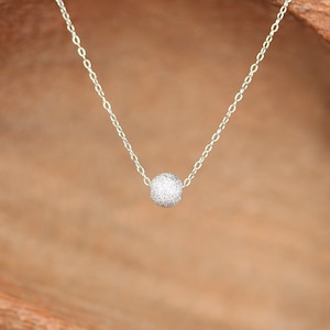 Tiny silver bead necklace - tiny silver ball necklace - delicate silver necklace - tiny silver solitaire necklace - bridal necklace