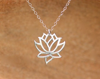 Silver lotus necklace - gold lotus flower - yoga necklace - blooming flower - a little lotus flower on a sterling silver chain