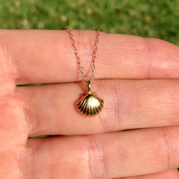 Seashell necklace in gold, beachy necklace, silver sea shell pendant, boho necklace, summer jewelry, gold shell jewelry, tropical gift