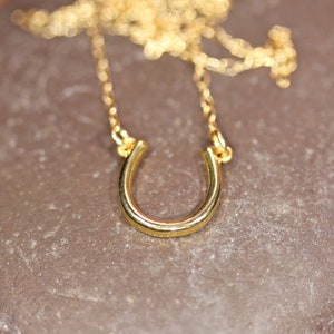 Guldhästskohalsband, lyckohalsband, lyckoberlock, lager-på-lager-smycken, liten guldhästsko, fint hänge, 14k guld vermeilkedja bild 4