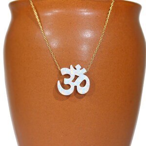 Opal ohm necklace, ohm pendant, sterling silver ohm, peace necklace, yoga necklace, zen, pravana, meditation necklace, boho necklace image 2