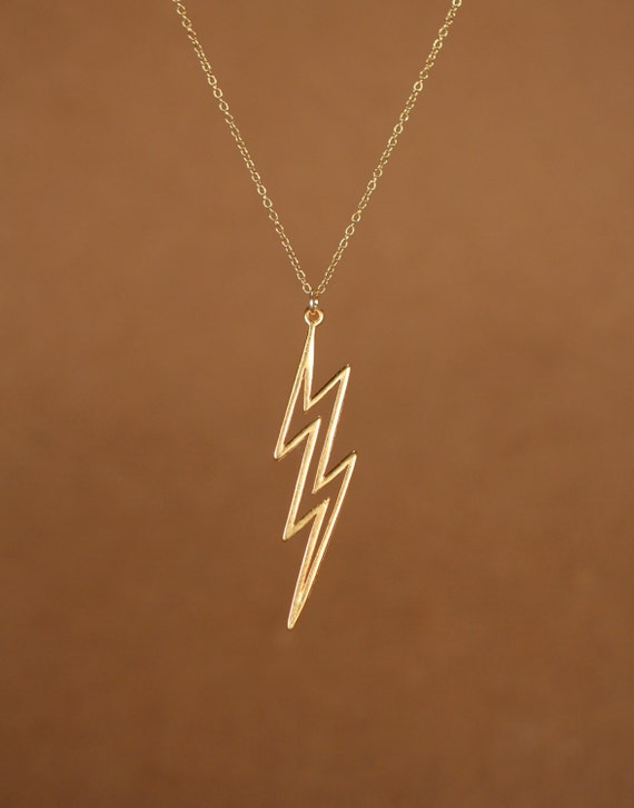 Lightning bolt necklace, gold thunder bolt pendant, layering necklace, a 14k gold vermeil lightening bolt on a 14k gold filled chain