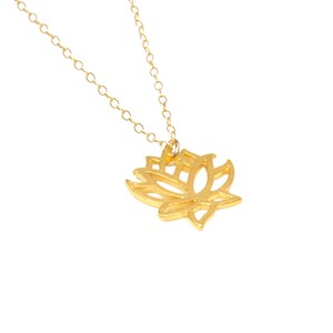 Silver lotus necklace gold lotus flower yoga necklace blooming flower a little lotus flower on a sterling silver chain image 7