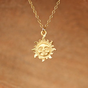 Sun necklace - sunshine necklace - gold sun - you are my sunshine - a little gold vermeil sun pendant on a 14k gold filled chain - SML