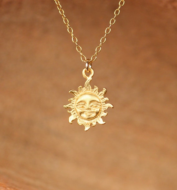 Sun necklace - sunshine necklace - gold sun - you are my sunshine - a little gold vermeil sun pendant on a 14k gold filled chain - SML