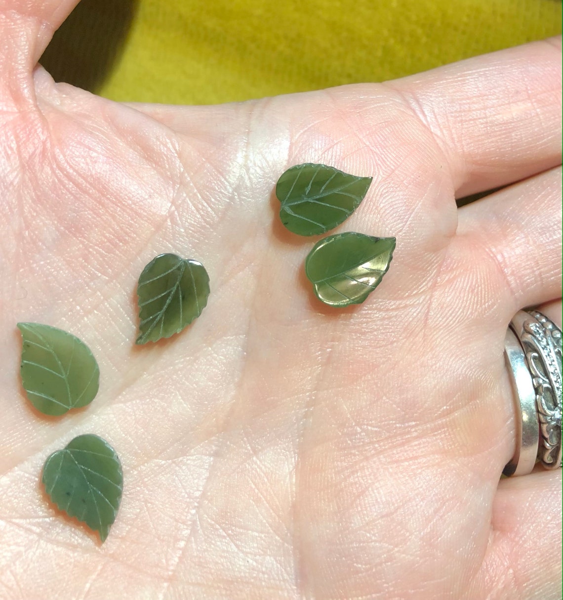 Leaf Earrings Leaf Studs Jade Earrings Nature Green Etsy