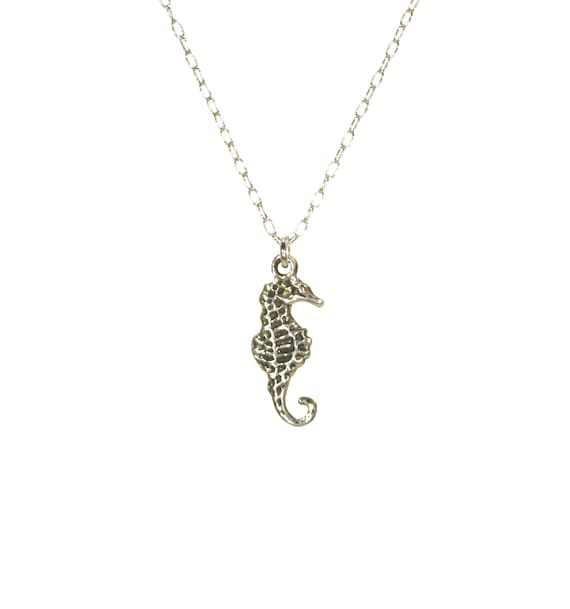 Sea horse necklace, sterling silver seahorse pendant, sea animal, lucky necklace, cute necklace, a tiny seahorse on 14k gold filled chain