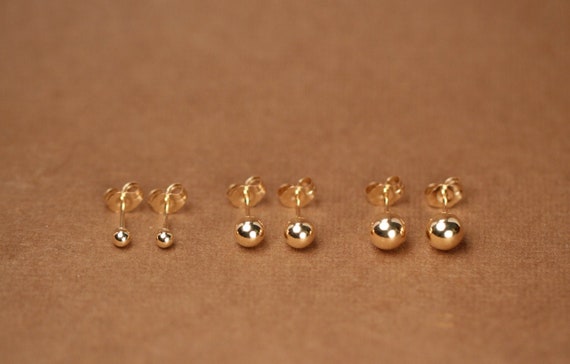 Gold ball earrings, gold dot earrings, gold studs, tiny ball earrings, little gold ball studs, 14k gold filled ball stud earrings