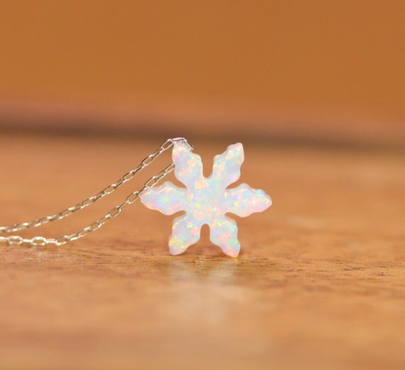 Frozen necklace, opal snowflake necklace, winter wedding, snowflake pendant, Christmas necklace, let it snow