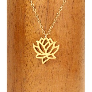 Silver lotus necklace gold lotus flower yoga necklace blooming flower a little lotus flower on a sterling silver chain image 8