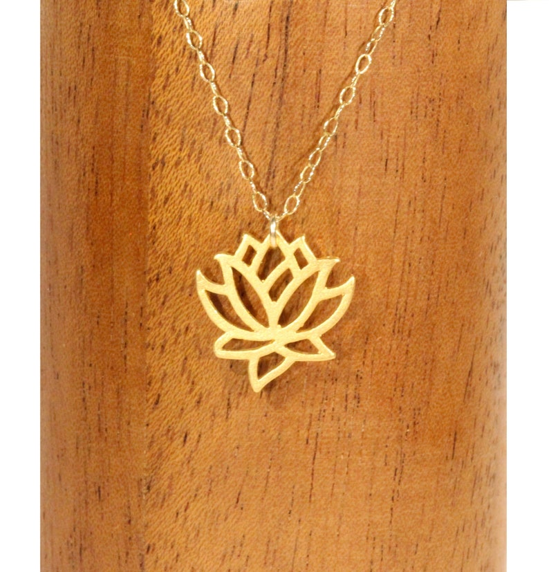 Silver lotus necklace gold lotus flower yoga necklace blooming flower a little lotus flower on a sterling silver chain image 8