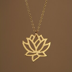 Lotus necklace, gold lotus flower, yoga necklace, blooming flower jewelry, a little 14k gold vermeil lotus flower on 14k gold filled chain image 5