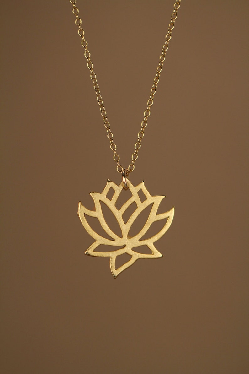 Lotus necklace, gold lotus flower, yoga necklace, blooming flower jewelry, a little 14k gold vermeil lotus flower on 14k gold filled chain image 5