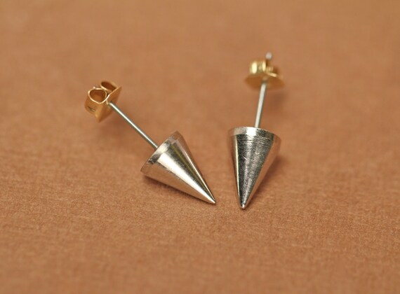 Gold spike earrings - spike studs - silver spike earrings - spike studs