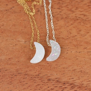 Angel aura quartz moon necklace - druzy moon necklace - crescent moon jewelry - everyday necklace - simple necklace