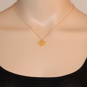 Lotus necklace, gold lotus flower, yoga necklace, blooming flower jewelry, a little 14k gold vermeil lotus flower on 14k gold filled chain image 6