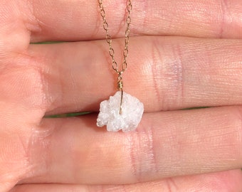 Crystal necklace - druzy necklace - raw crystal necklace - healing crystal - a rough and raw crystal quartz on 14k gold vermeil chain