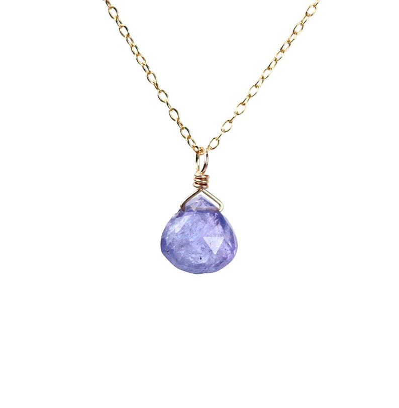 Tanzanite necklace drop necklace crystal necklace purple necklace tiny necklace floating necklace 14k gold filled necklace image 2