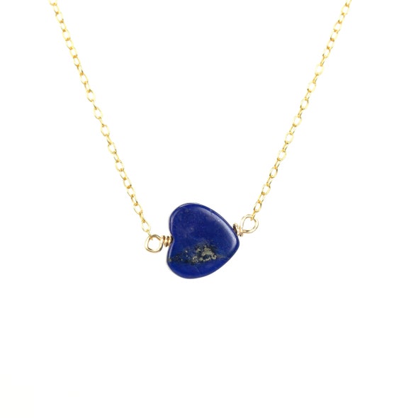 Lapis heart necklace - lapis lazuli necklace - blue heart necklace - love necklace