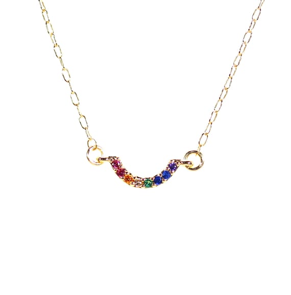 Rainbow necklace, chakra necklace, happy necklace, LGBTQ necklace, birthstone necklace, rainbow pendant jewelry, best friends