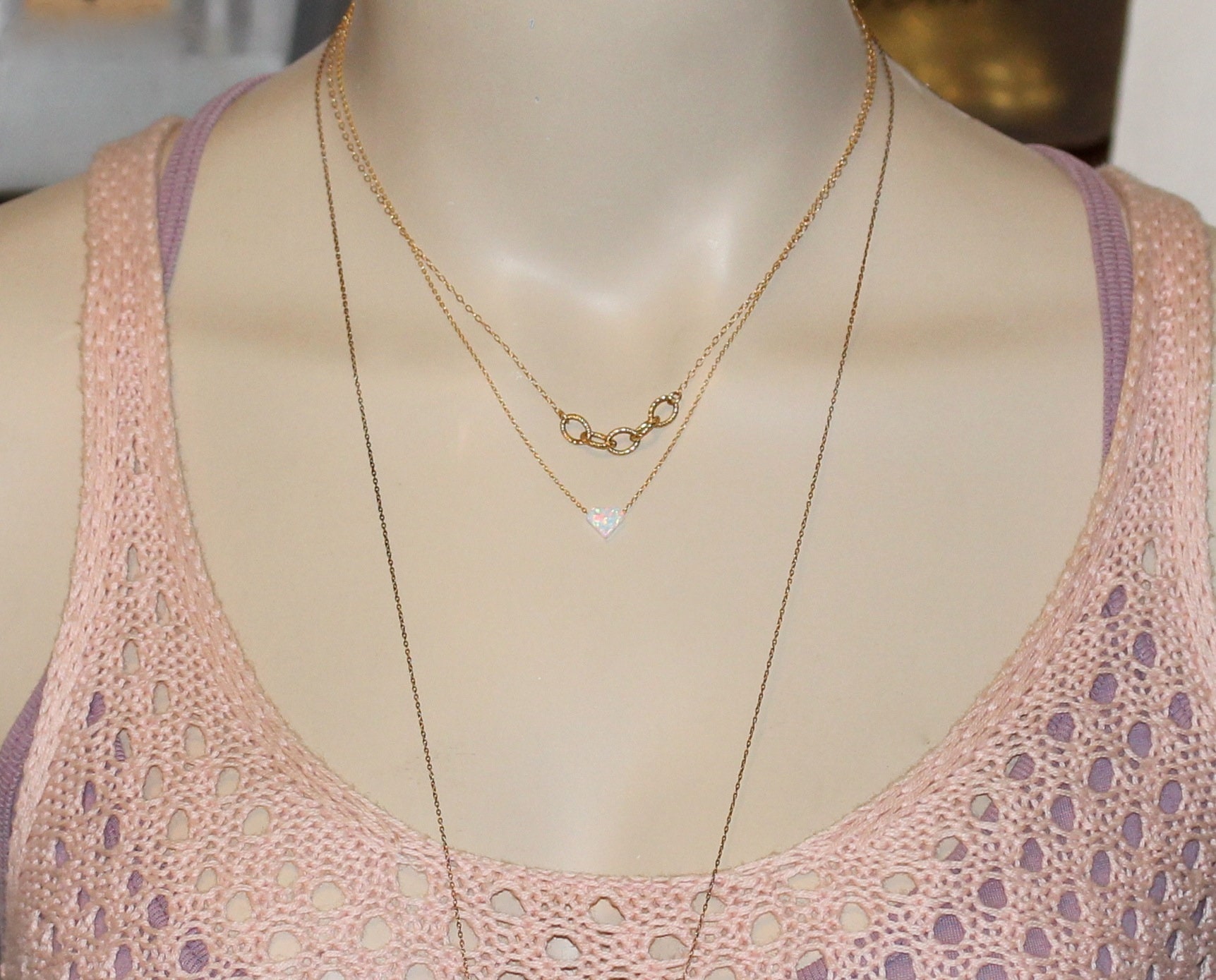 Opal necklace, tiny diamond opal necklace, everyday necklace, flashy ...