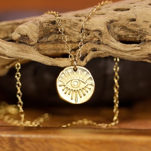 Third eye necklace, gold evil eye pendant, crying eye necklace, all seeing eye, negative energy protection, boho necklace in gold