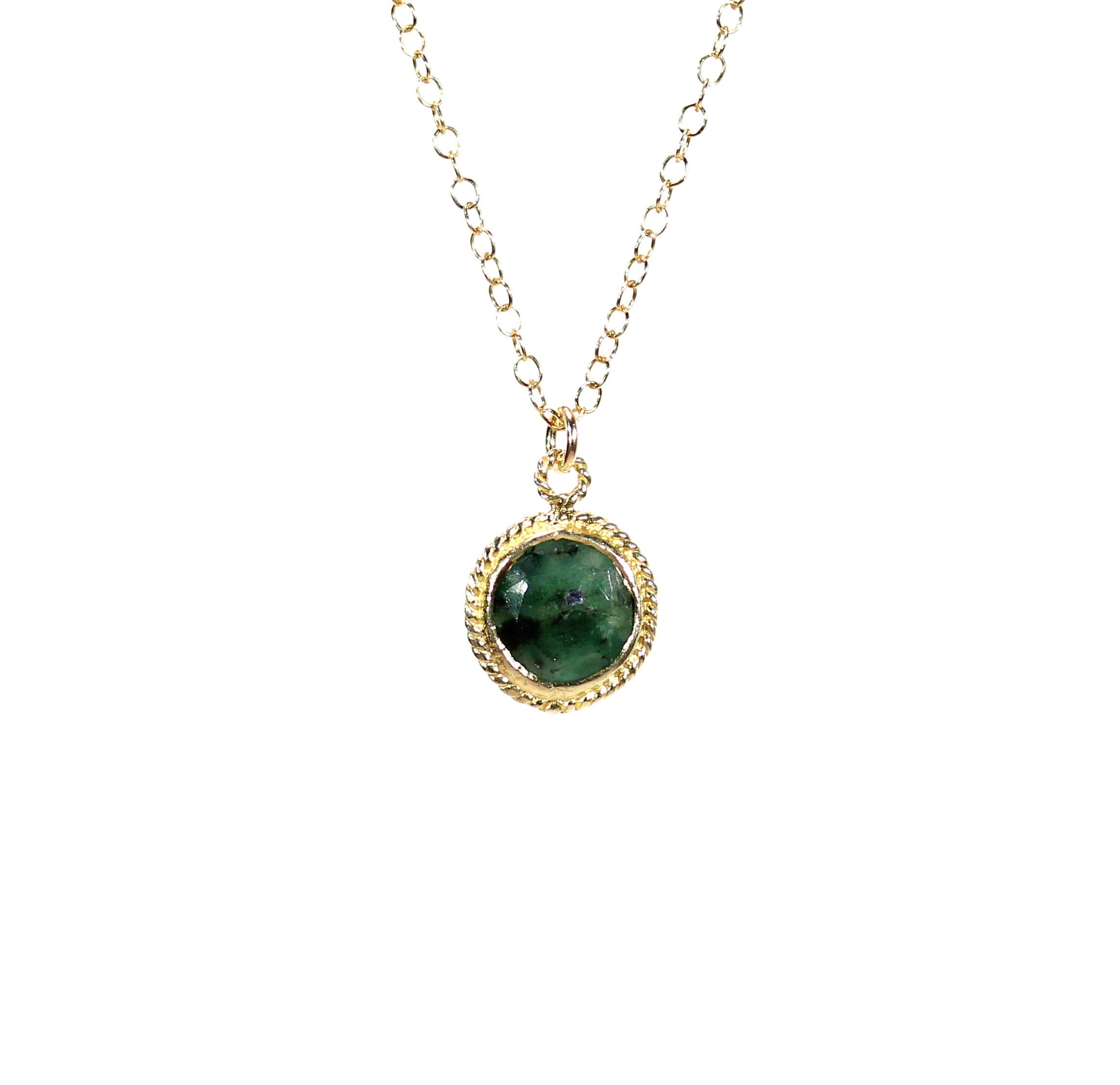 Emerald necklace, may birthstone jewelry, African emerald pendant ...