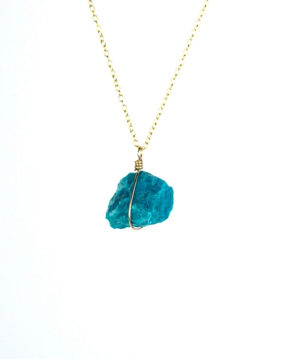 Chrysocolla necklace, raw green stone necklace, bohemian necklace, a raw chrysocolla on a 14k gold filled chain