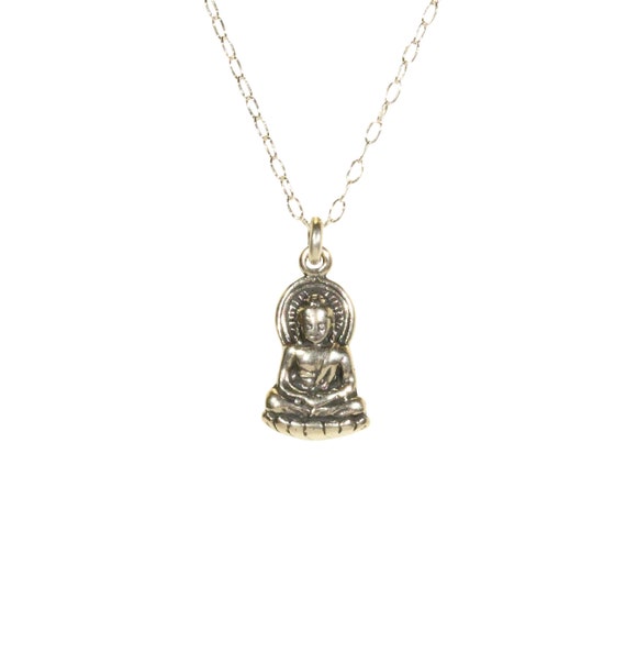Buddha necklace - silver buddha necklace - yoga necklace - gautama buddha - a solid silver buddha on a sterling silver chain