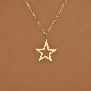 Gold star necklace, celestial necklace, wish upon a star, twinkle twinkle little star, 14k gold vermeil star outline, 14k gold filled chain