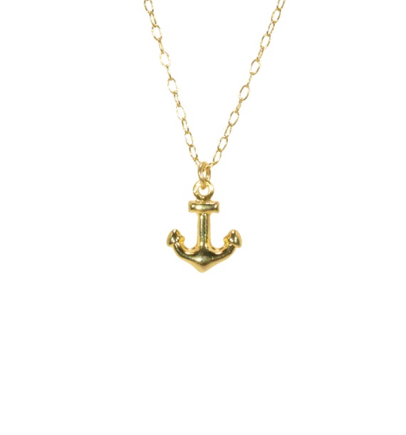 Nautical necklace, gold anchor necklace, silver anchor charm, ocean necklace, a tiny gold vermeil anchor on a 14k gold filled chain