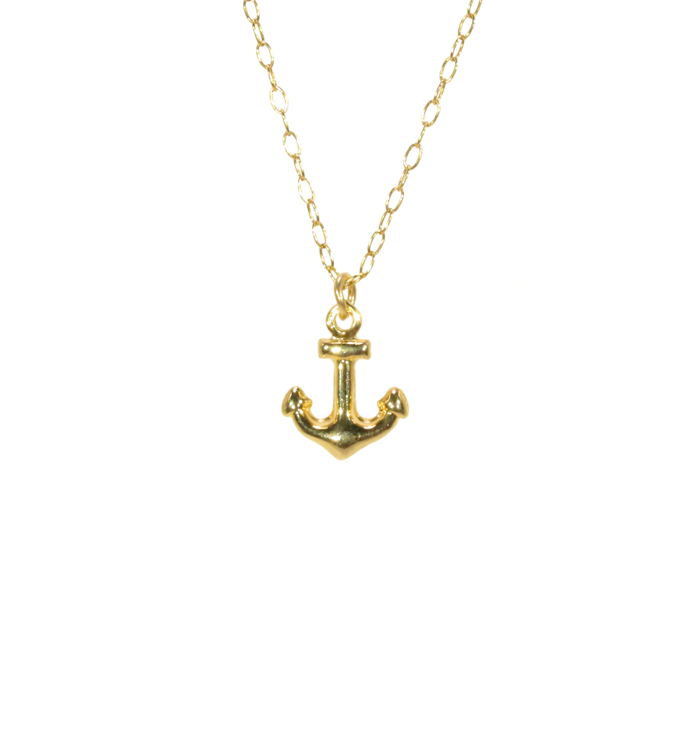 14K Gold Anchor Pendant