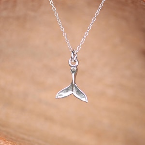Silver whale tail necklace - summer necklace - whale tail - dainty silver necklace