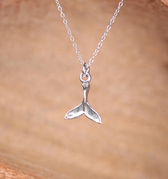 Silver whale tail necklace - summer necklace - whale tail - dainty silver necklace