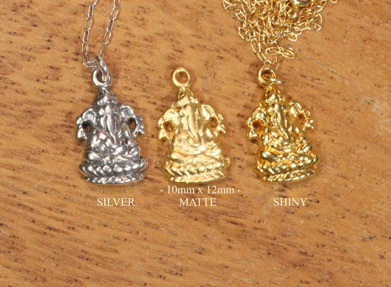 Ganesha necklace gold ganesha indian god ganesh yoga necklace amulet a 14k gold vermeil ganesha on a 14k gold filled chain image 2