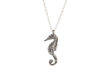 Dainty Sterling Silver Seahorse Necklace, Tiny Sea Pendant